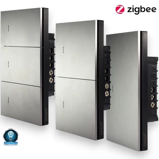 Interruptor Zigbee Inteligente Alexa 1, 2 e 3 Botões Cinza Mercúrio Metálico Tecla Física Tuya