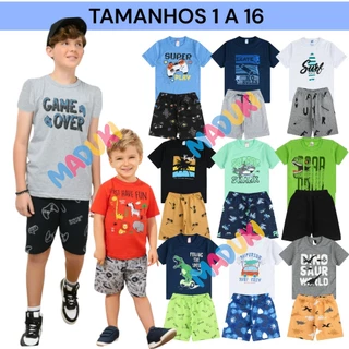 Kit 10 Peças Premium Infantil Juvenil Masculino Verão Roupas De Menino