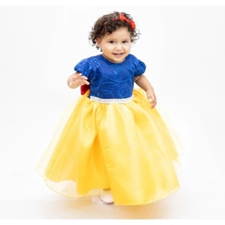 Vestido Branca De Neve Infantil de Luxo - Vestido de festa da Branca De Neve