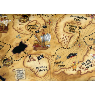 Painel De Festa Retangular 1,50x1,00 Mapa Pirata Horizontal Sublimado Em Tecido Monte fácil