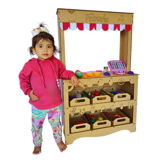 Mini Mercadinho Feirinha Quitanda Brinquedo Desmontado Mdf Grande Criança Infantil Menina Menino