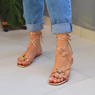 Sandália Rasteirinha Feminina Flat Borboleta Elegante Versátil Butterfly Colorida