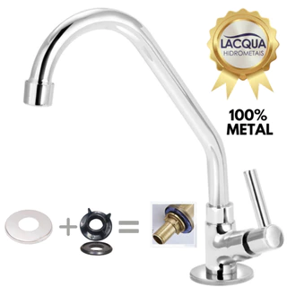 Torneira Cozinha Pia Mesa Bica Móvel Inteira Metal