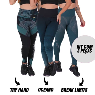 Kit 3 Leggings Femininas Suplex Printed 12% elastano Sem Transparência em Oferta na Shopee
