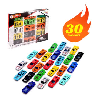 Kit Com 30 Unidades Carrinhos De Corrida Coleção de Carros de Brinquedo Infantil Criança para Meninos
