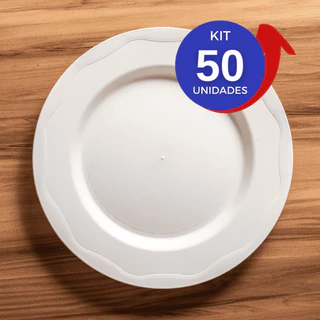 Kit 50 prato plastico redondo pratos raso para churrasco jantar eventos festas aniversário