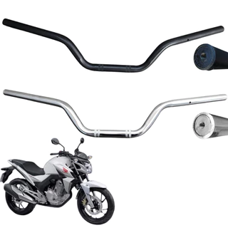 Guidão Guidon De Moto Cb Twister 250 2015 A 2024 Cromado Preto Com Furo Para Pesinho