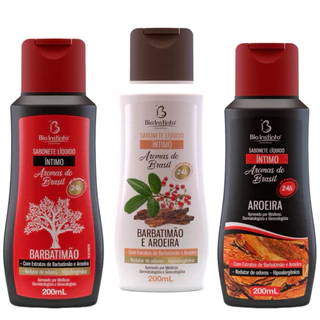 Kit com 3 Sabonetes Bio Instinto (1 Barb. c/ Aroera + 1 Barbatimão + 1 Aroeira