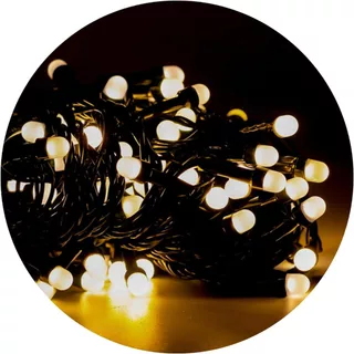 Pisca Pisca 100 Leds Branco Quente Fio Verde Decoração Natal 8 Funções 10 Metros