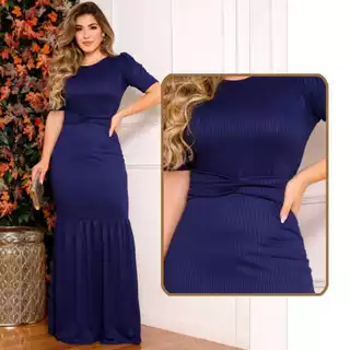 Vestido Feminino Longo Maria Canelado Social Moda Evangelica Plus Size em Oferta na Shopee