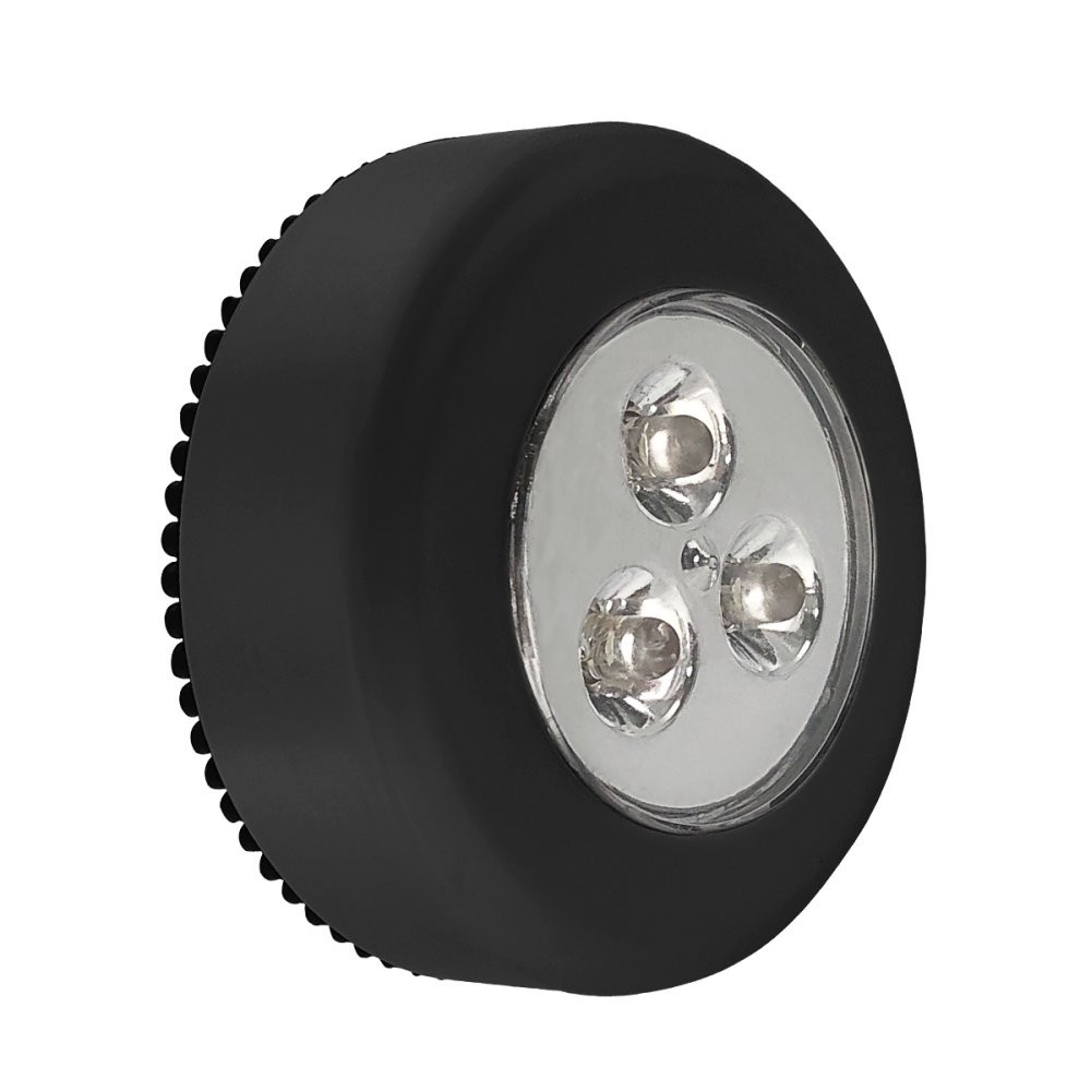 Luminária De Toque Redonda Sem Fio Com Spot 3 Led Forte Com Fixação Dupla Portátil para Armário Closet Iluminação Mini Face Luz De Parede Para Casa