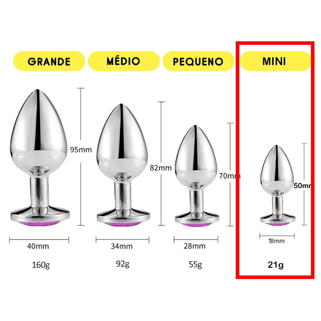 Plug Anal Mini Em Metal Cromado Cônico Sex sexy shop