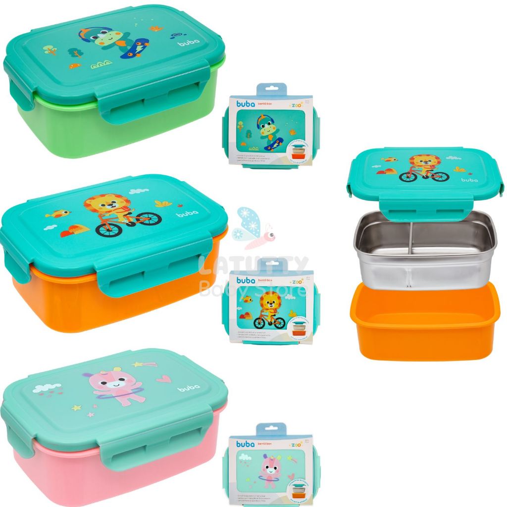 Bento Box Buba Marmita Térmica Infantil Pote Inox com Trava e Divisória ...