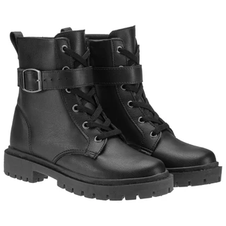 Coturno Militar Tratorada Bota Feminina Shekinah Cano Curto Blogueira Zipper Sola Leve Macia Moda