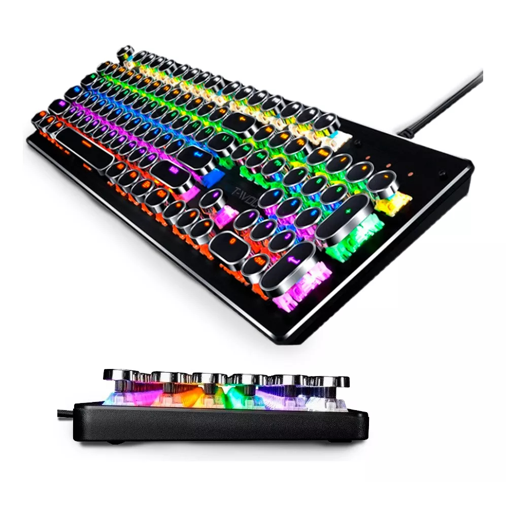 Teclado Mecânico Gamer Pc Computador Rgb Retro Switch Brown KP-TE110