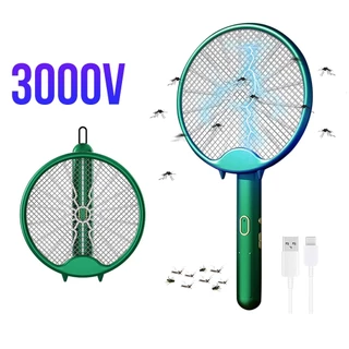 Raquete Elétrica Mata Mosquito Muriçoca Mosca 3000V Recarregável Luz UV
