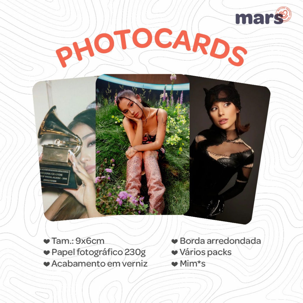 Photocard Ariana Grande - Packs c/ 9 unidades - Vários Modelos