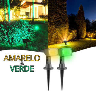 Kit 2 Luminária Spot Solar 2 Cores 50 Lumens 3000k + Verde