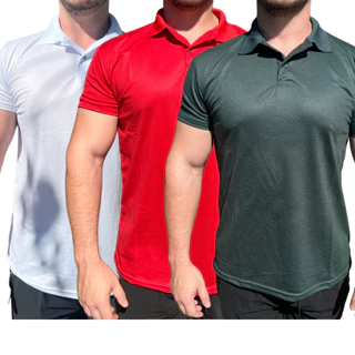 Kit 5 Camisa Polo Masculina Premium Piquet Camiseta Poliéster
