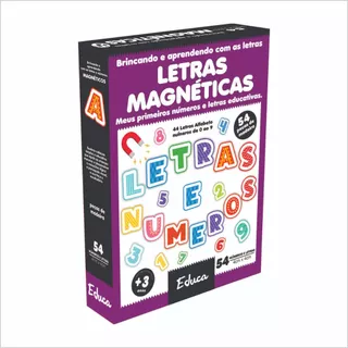 Alfabeto Magnético 44 Letras de madeira Com Imã E 9 Números Imantados Madeira