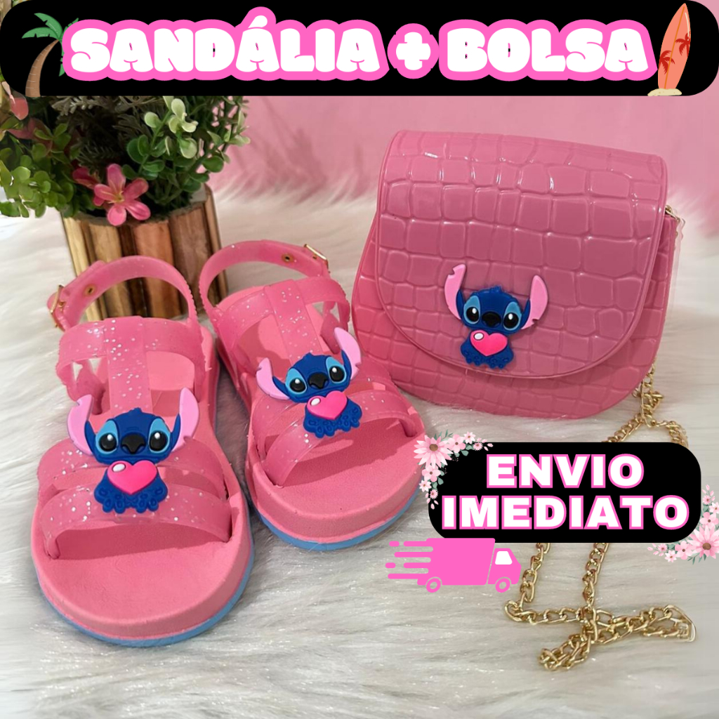 Kit Infantil Stitch Sandália + Bolsa Infantil Feminina