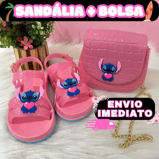 Kit Infantil Stitch Sandália + Bolsa Infantil Feminina