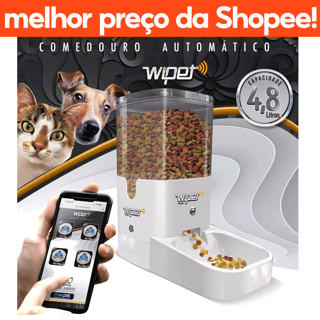 Alimentador Comedouro Automatico Caes Gatos Pet Wi-fi Wipet 2024
