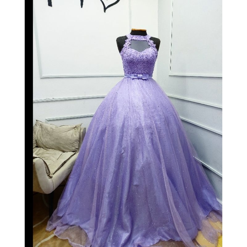 Vestido Debutante 2 em 1 Azul Royal Lilás