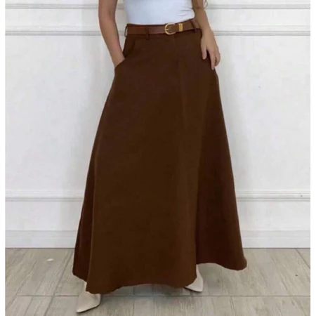 Saia Longa Feminina Alfaiataria Moda Evangélica Casual Básica Inverno Cintura Alta