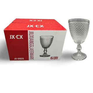 Jogo 6 Taça Diamante Copo Vidro Transparente Bico De Jaca Abacaxi 300ml