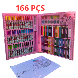 Estojo Maleta Pintura Infantil 166PÇS Meninas Lapis De Cor Desenho Pintura