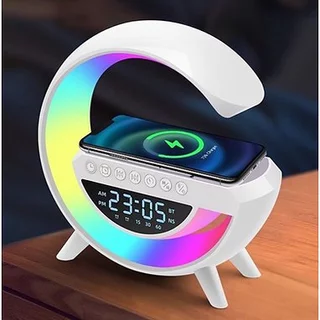 Caixa de Som e Luminária G-Speaker C/ Relógio Atmosphere Smart Bluetooth 3 em 1Inteligente Estilo Quente RGB Luz Carregador Sem Fio Alarme Relógio Lâmpada De Mesa Inteligente Estilo Quente RGB Luz Carregador Sem Fio Alarme Relógio Lâmpada De Mesa
