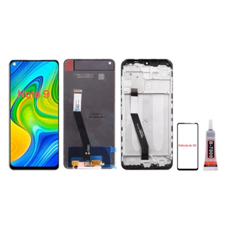 Tela Frontal Touch Display Lcd Xiaomi Redmi Note 9 M2003J15SG Original Sem Aro / Com Aro + Pelicula + Cola 15ml