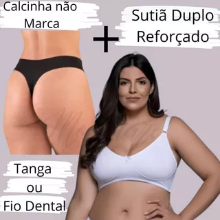 PROMOCAO Kit 8 Peças 3 Sutiã Reforçado Plus + 5 Calcinha Corte Laser