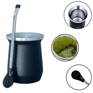 Kit Copo Térmico Com Bomba Inox Cuia Erva Mate Tereré Copo Cerveja 300 Ml - Sem Logo