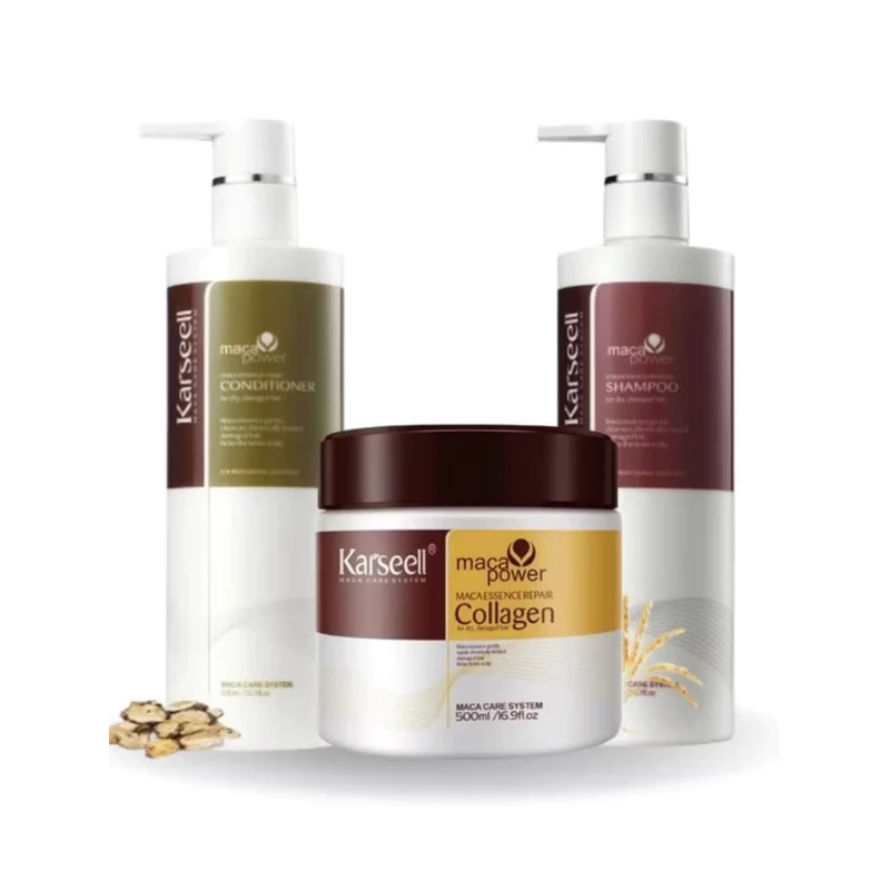 KIT COMPLETO MASCARA + SHAMPOO + CONDICIONADOR KARSEELL ORIGINAL MACA POWER COLLAGEN ORIGINAL IMPORTADO Karseell
