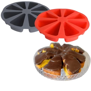 Forma de Silicone 8 Fatias Assadeira Antiaderente p/ Cozinha Forno Lava Louças Tortas Bolos Pães Doces Sobremesas Receitas Buffet
