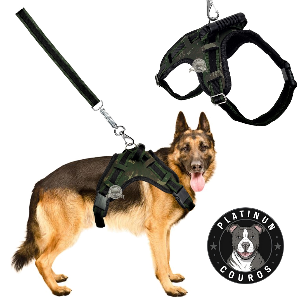 Peitoral Coleira Com Guia Cão Cachorro Com Regulagem | Shopee Brasil