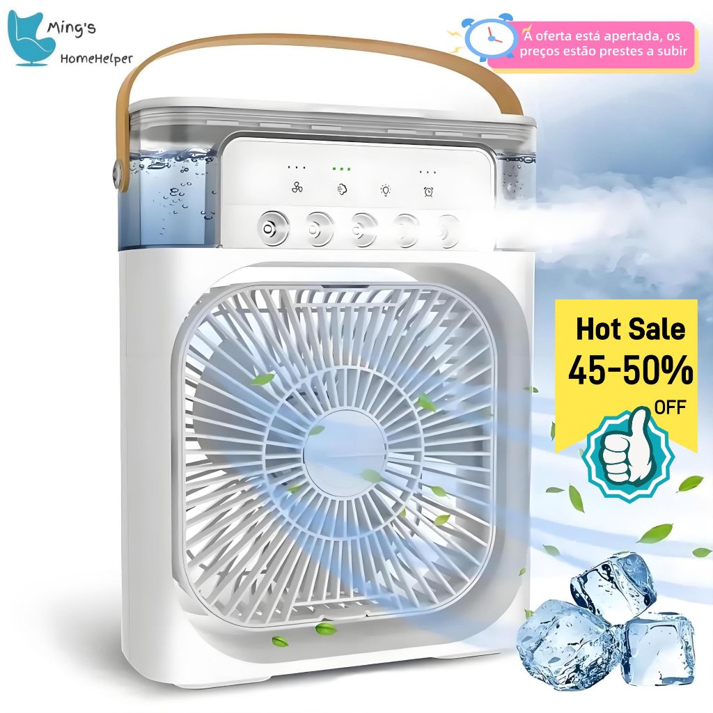 Refrigerador De Ar Ventilador Umidificador Portátil Com Led Reservatório De Água Led Envio Imediato