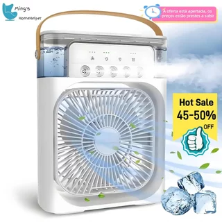 Refrigerador De Ar Ventilador Umidificador Portátil Com Led Reservatório De Água Led Envio Imediato