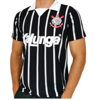 Camisa Polo Corinthians 1990 Retrô Preta