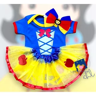 Kit body bebê - princesa Branca de Neve com tule e laço