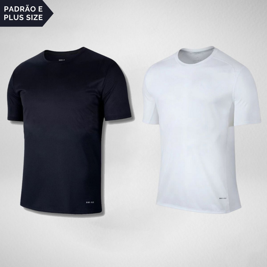 KIT 2 Camisetas Dry fit Slimfit Padrão e Plus Academia Casual Treino Musculação Esportes Exercícios Corrida Tecido Furadinho - ENVIO RÁPIDO