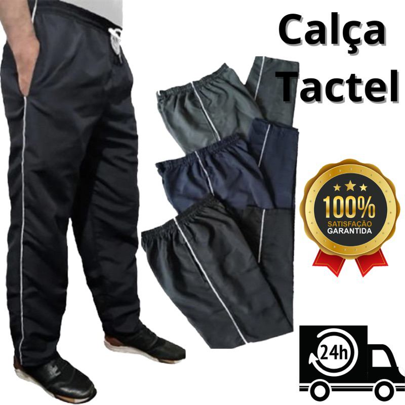 Calça Masculina Tactel Costura Reforçada 03 Bolsos Cordão