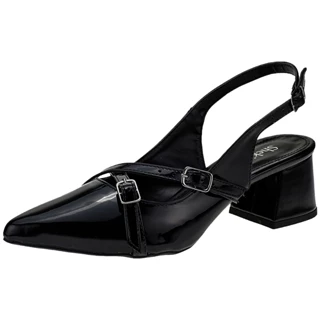 Scarpin Bico Fino Slingback Salto Saltinho Shekinah Tiras Fivelas Lançamento Novidade Moda Festa
