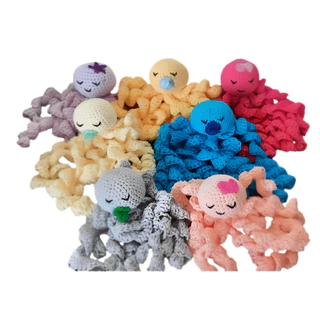 12 Polvos de amigurumi Rosa candy e azul candy com gorro e boquinha