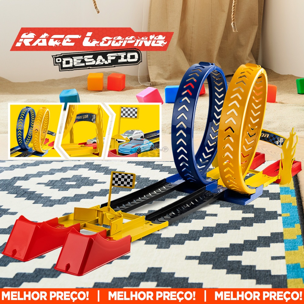 Brinquedo Infantil Pista de Corrida Dupla Race Looping Com Disparador e ...