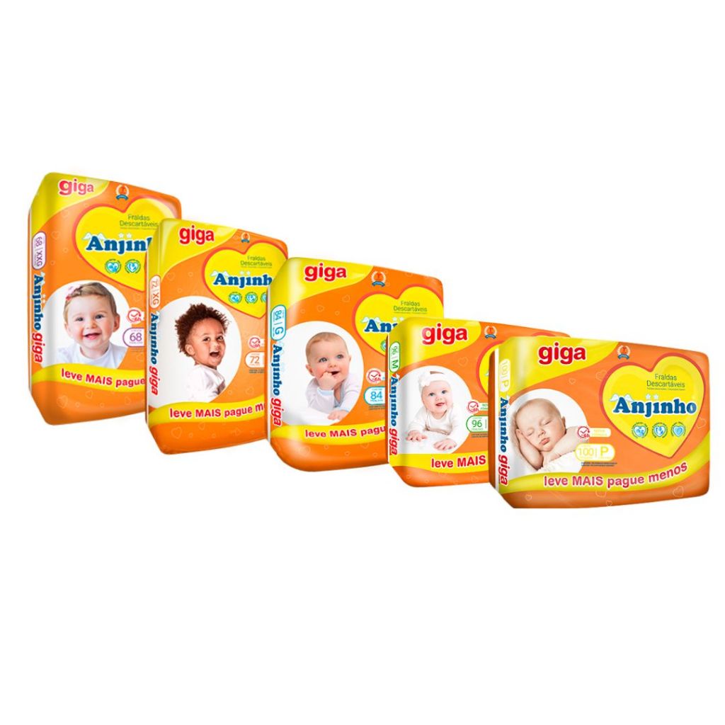 Kit Atacado 4 Pacotes Fralda Anjinho GIGA P M G Xg Xxg | Shopee Brasil