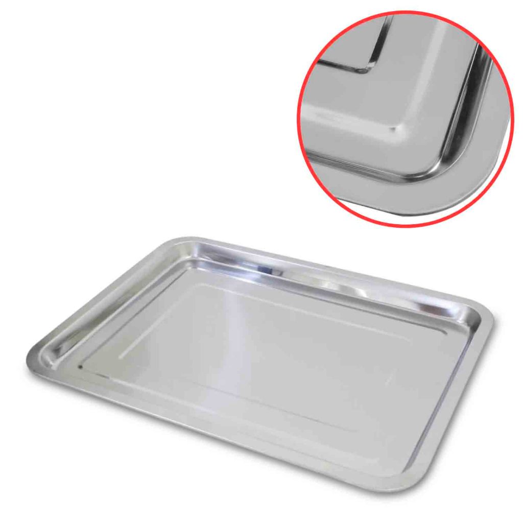 Bandeja Retangular Aço Inox Grande Servir Em Casa Tem | Shopee Brasil