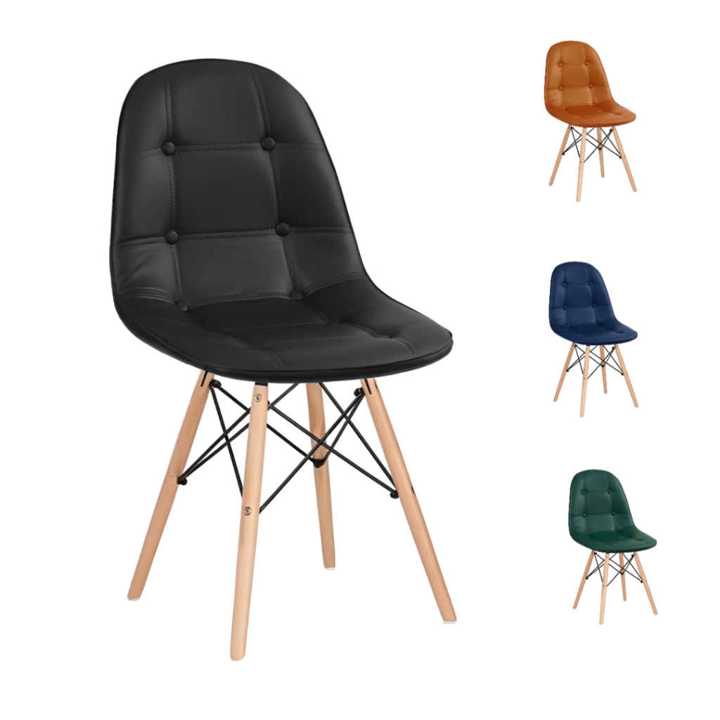 Cadeira Charles Eames Botonê Acolchoada Estofada Colorida